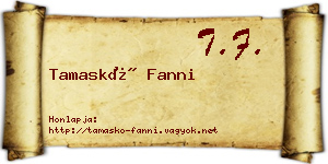Tamaskó Fanni névjegykártya